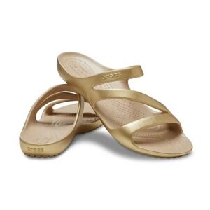 Crocs Kadee II Metallic Gold‎ Sandals Women's Size 7 Slip On Shoes 210147-710
